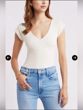 NWT- OPEN EDIT Cap Sleeve Top, Ivory Dove, Small